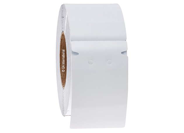 A roll of durable high-temperature white polyimide hang-tags for steel and hot metal processing. These printable adhesive-free tags are resistant to high-temperature and harsh environments applications.