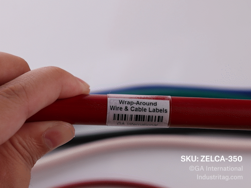 Wrap-Around Thermal-Transfer Wire & Cable Labels - 1" x 0.5625" + 0.6875" #ZELCA-351SBNOT