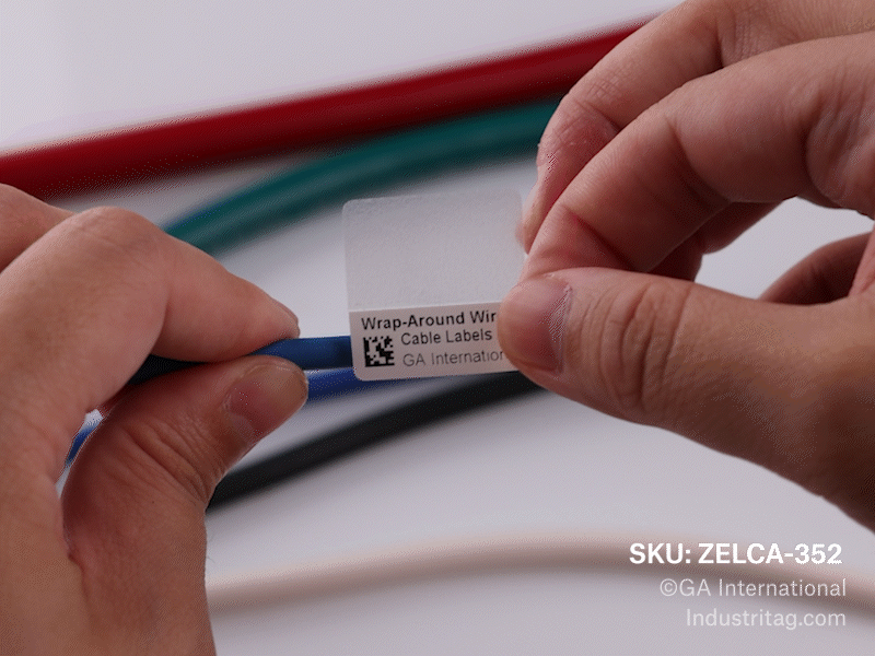 Wrap-Around Thermal-Transfer Wire & Cable Labels - 1" x 0.375" + 0.625" #ZELCA-352SBNOT