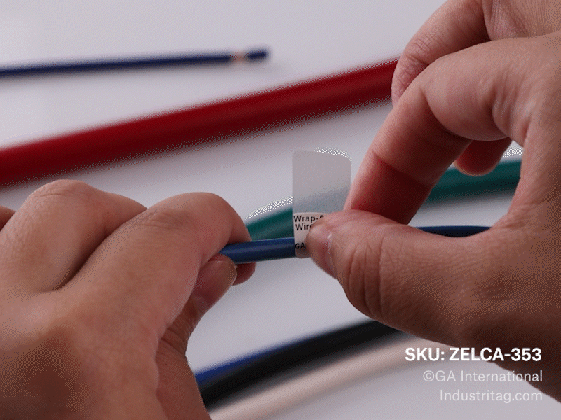 Wrap-Around Thermal-Transfer Wire & Cable Labels - 0.5" x 0.4" + 0.6" #ZELCA-353SBNOT